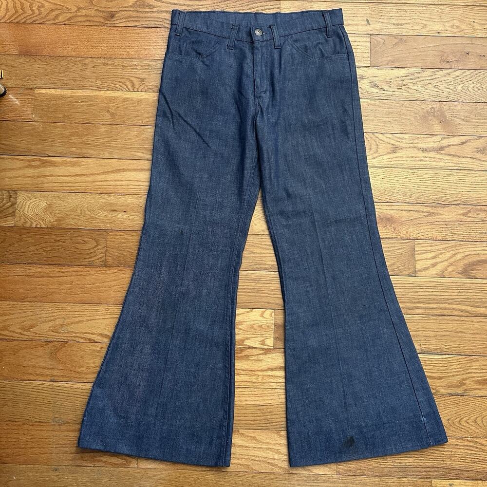 Vintage 60s Levi’s Big E Flare Bell Bottom Sta Prest Dark Wash Jeans 32x29